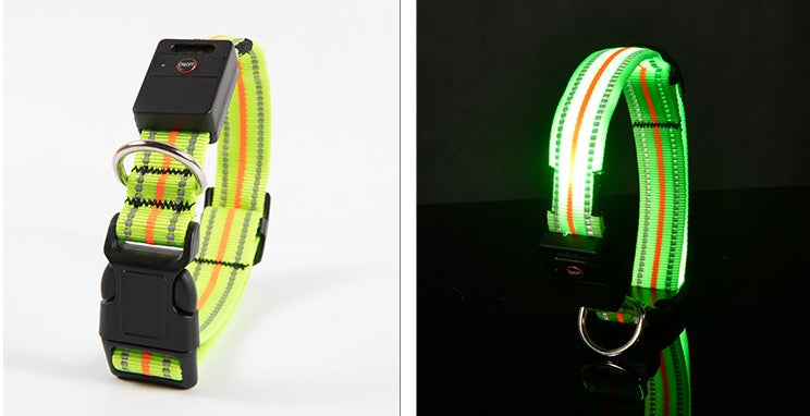 Collar luminoso para Mascotas, Impermeable y de Fibra Óptica